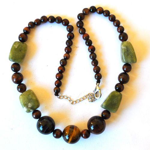 Ot 7999 collier sautoir oeil de tigre jade noir 65gr 15x20mm 2