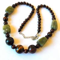 Ot 7999 collier sautoir oeil de tigre jade noir 65gr 15x20mm 3