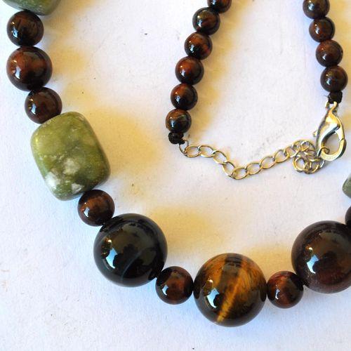 Ot 7999 collier sautoir oeil de tigre jade noir 65gr 15x20mm 4