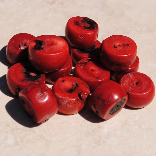 Pcr 001 1 perles corail rouge rondelle achat vente loisirs creatifs
