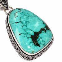 Pendentif pendant 50mm 20gr 30x40mm turquoise vente bijou ethnique tibet argent 925