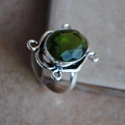 PER-016 - Belle BAGUE T 55 avec Cabochon PERIDOT vert - argent 925 - 26 carats 5.3 g