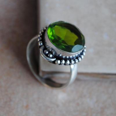 PER-018 - Belle BAGUE T 55 avec Cabochon PERIDOT vert - argent 925 - 25 carats 5.1g