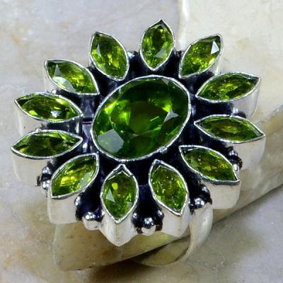 A-PER-040 - Grosse BAGUE T 58 avec 13 PERIDOTS - 68,5 carats 13,7 gr - argent 925