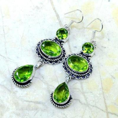 Per 140c boucles pendants oreilles peridot emeraude argent 925 achat vente bijou