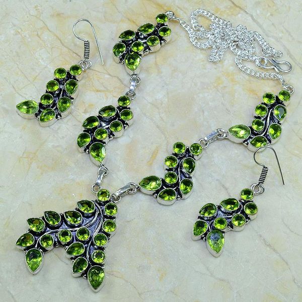 Per 174d collier boucles oreilles parure sautoir peridot argent 925 achat vente