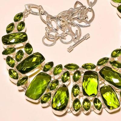 Per 209c collier parure sautoir renaissance grand siecle peridot quartz argent 925 achat vente