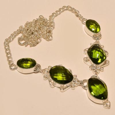 Per 210a collier parure sautoir renaissance grand siecle peridot quartz argent 925 achat vente