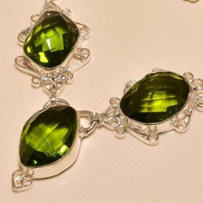 Per 210a collier parure sautoir renaissance grand siecle peridot quartz argent 925 achat vente