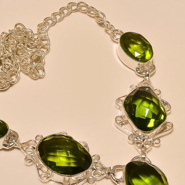 Per 210c collier parure sautoir renaissance grand siecle peridot quartz argent 925 achat vente