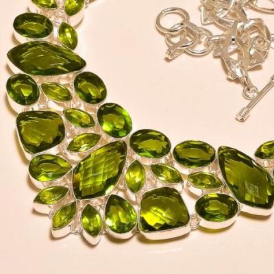 Per 216b collier parure sautoir renaissance grand siecle peridot quartz argent 925 achat vente