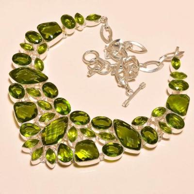 Per 216b collier parure sautoir renaissance grand siecle peridot quartz argent 925 achat vente