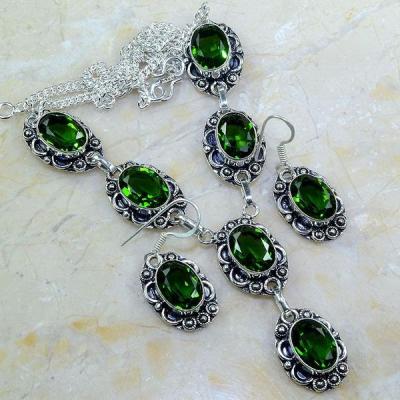 Per 231b parure collier boucles oreilles peridot quartz argent 925 achat vente