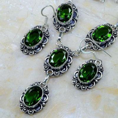 Per 231b parure collier boucles oreilles peridot quartz argent 925 achat vente