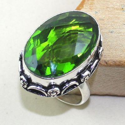 Per 254a bague t58 peridot chevaliere quartz vert bijou argent 925 achat vente