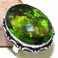 Per 278b bague t60 medievale peridot chevaliere quartz vert bijou argent 925 achat vente
