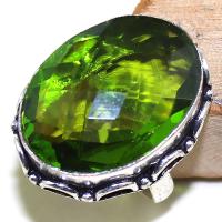 Per 278c bague t60 medievale peridot chevaliere quartz vert bijou argent 925 achat vente