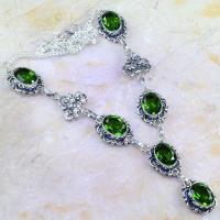 Per 282a collier parure sautoir peridot unakite quartz argent 925 achat vente