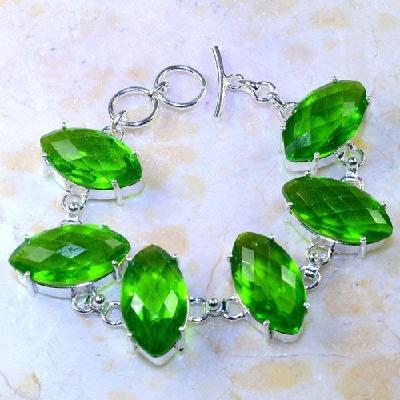 Per 285b bracelet peridot chevaliere quartz vert bijou argent 925 achat vente