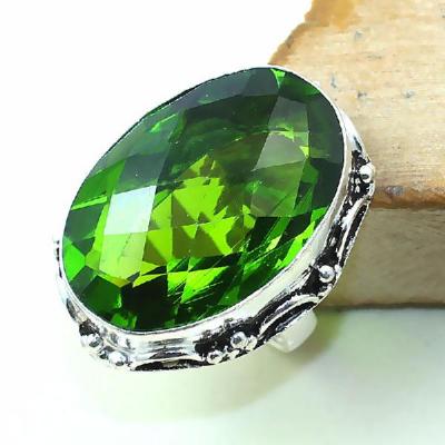 Per 288a bague t58 medievale peridot chevaliere quartz vert bijou argent 925 achat vente