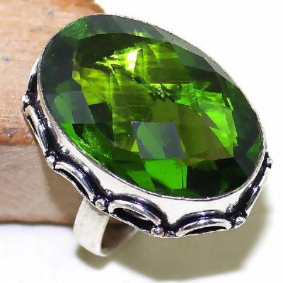 Per 290a bague t59 medievale peridot chevaliere quartz vert bijou argent 925 achat vente