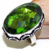 Per 290b bague t59 medievale peridot chevaliere quartz vert bijou argent 925 achat vente