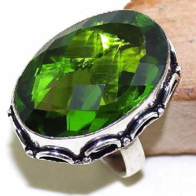 Per 290a bague t59 medievale peridot chevaliere quartz vert bijou argent 925 achat vente