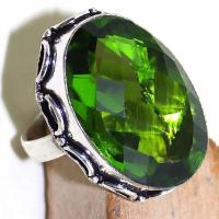 Per 290c bague t59 medievale peridot chevaliere quartz vert bijou argent 925 achat vente