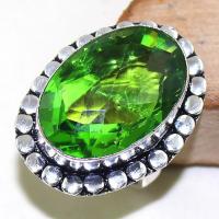 Per 291a bague t61 medievale peridot chevaliere quartz vert bijou argent 925 achat vente