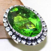 Per 291b bague t61 medievale peridot chevaliere quartz vert bijou argent 925 achat vente