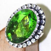 Per 291c bague t61 medievale peridot chevaliere quartz vert bijou argent 925 achat vente