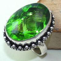 Per 293a bague t59 medievale peridot chevaliere quartz vert bijou argent 925 achat vente