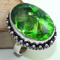 Per 293b bague t59 medievale peridot chevaliere quartz vert bijou argent 925 achat vente