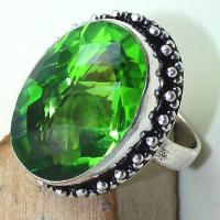 Per 293c bague t59 medievale peridot chevaliere quartz vert bijou argent 925 achat vente