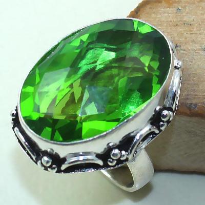 Per 295a bague t58 medievale peridot chevaliere quartz vert bijou argent 925 achat vente