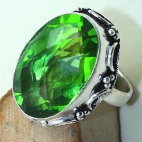 Per 295c bague t58 medievale peridot chevaliere quartz vert bijou argent 925 achat vente