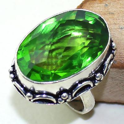 Per 300a bague t60 medievale peridot chevaliere quartz vert bijou argent 925 achat vente