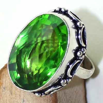 Per 300a bague t60 medievale peridot chevaliere quartz vert bijou argent 925 achat vente