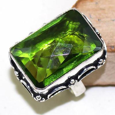 Per 301a bague t58 medievale peridot chevaliere quartz vert bijou argent 925 achat vente