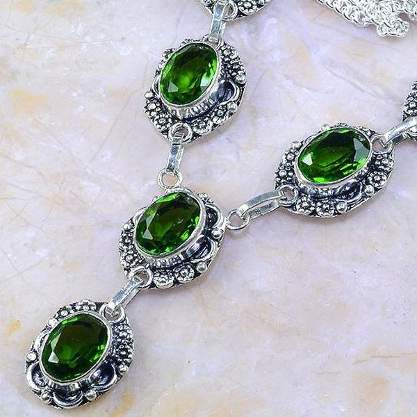 Per 304b collier parure sautoir peridot unakite quartz argent 925 achat vente