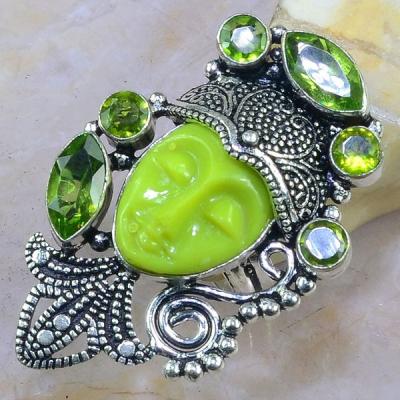 Per 305a bague t53 bouddha jade peridot fleur lys bijou argent 925 achat vente