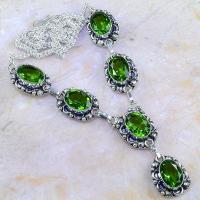 Per 306a collier parure sautoir peridot unakite quartz argent 925 achat vente