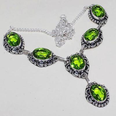 Per 311a collier parure sautoir peridot unakite quartz argent 925 achat vente