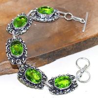 Per 312a bracelet peridot chevaliere quartz vert bijou argent 925 achat vente