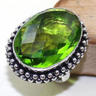 Per 315a bague t56 medievale peridot chevaliere quartz vert bijou argent 925 achat vente