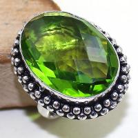 Per 315b bague t56 medievale peridot chevaliere quartz vert bijou argent 925 achat vente