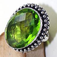 Per 315c bague t56 medievale peridot chevaliere quartz vert bijou argent 925 achat vente