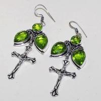 Per 321c boucles croix pendants oreilles peridot quartz argent 925 achat vente