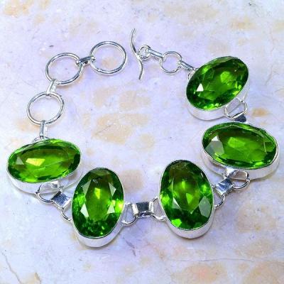 Per 323a bracelet peridot chevaliere quartz vert bijou argent 925 achat vente