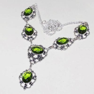 Per 326a collier parure sautoir peridot vert quartz argent 925 achat vente